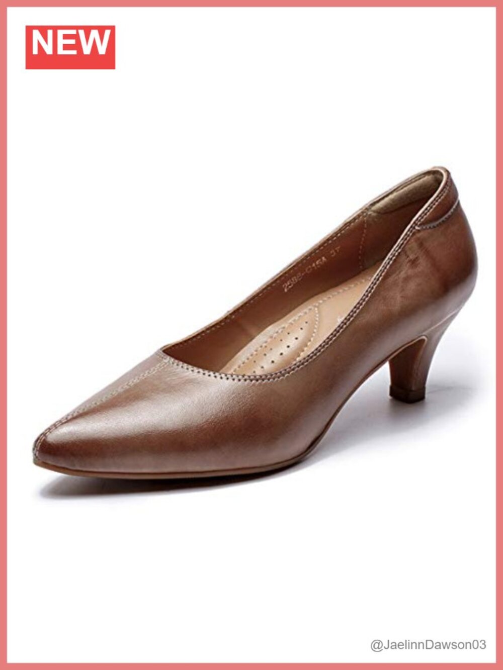 Women's Sheepskin Leather Kitten Heel Pumps, Pointed Toe Office Dress Shoes